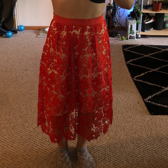 Red Floral Skirt - Picture 5 of 7